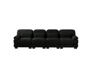 Canapé modulable xl 4 places en velours côtelé noir avec coussins lombaires confortables