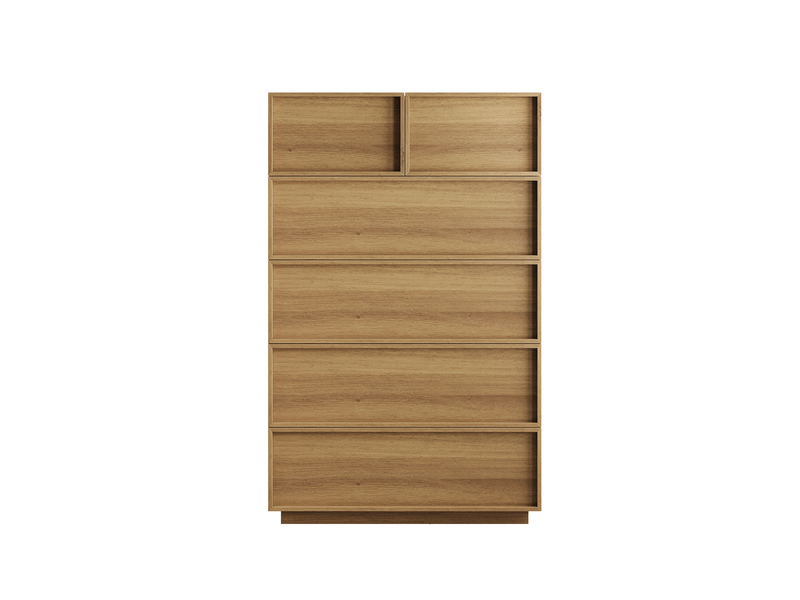  Commode 80x48x127 cm 6 tiroirs, mdf+aggloméré, sans poignées, couleur chêne, buffet, meuble cuisine, armoire de rangement  - Conforama A