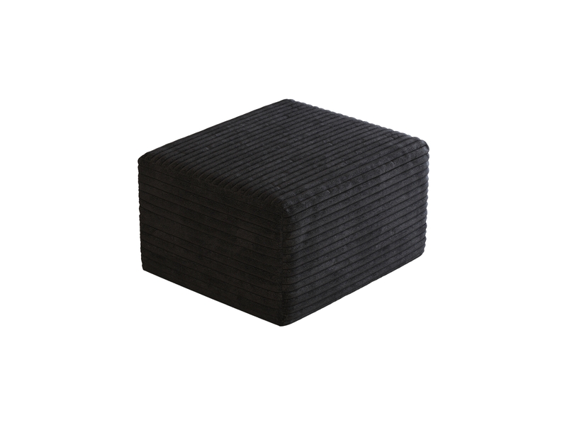  Pouf noir en velours côtelé, repose-pieds rembourré en mousse, 65 x 60 x 38 cm  - Conforama A