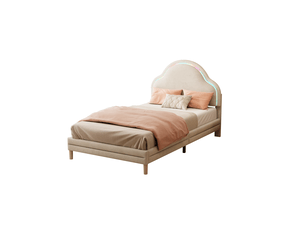 Lit simple 90x200 cm MEUBLIV   coloris beige