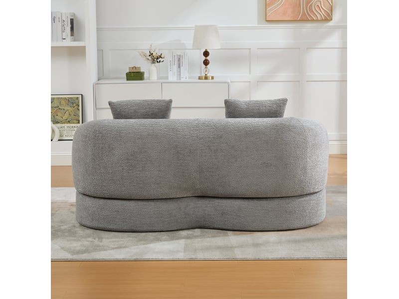  Canapé modulaire 2 pl 157x84x65cm, 2 coussins, mousse à haute densité, prêt à installer, adapté au salon, chenille, gris clair  - Conforama D