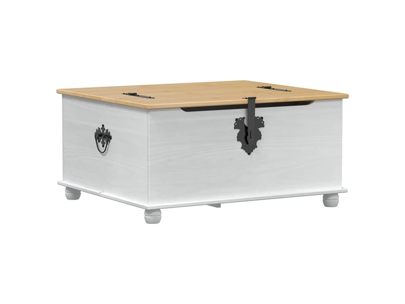 Boîte de rangement avec tiroir blanc 90x78x45 cm pin massif - Conforama E