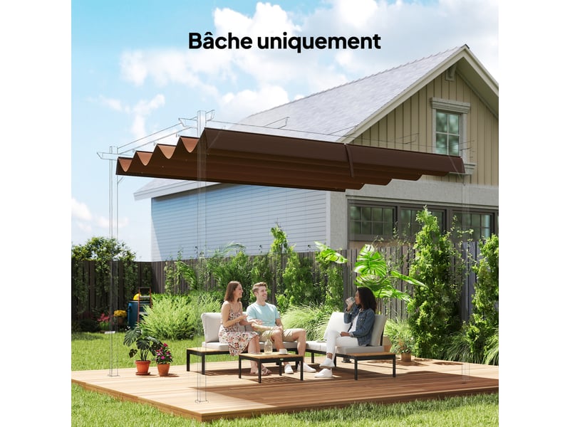  Toile de rechange, toile de remplacement 286x245cm café  - Conforama C