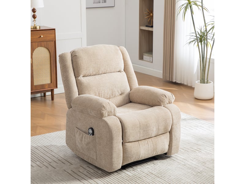  Fauteuil relax électrique avec massage chauffant, dossier et repose-pieds réglables, fauteuil massant pour salon et lecture  - Conforama E