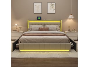 Lit 2 places 140x200 cm <strong>BRILVERDE </strong>  <strong></strong> coloris beige