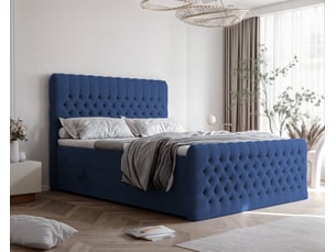 Lit coffre 200x200 cm <strong>IDOHOME</strong>  <strong>ALBA PLUS</strong> coloris bleu