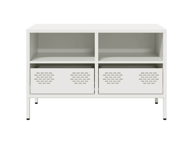  Meuble tv - banc tv - meuble de rangement blanc 68x39x43,5 cm acier laminé à froid  - Conforama E