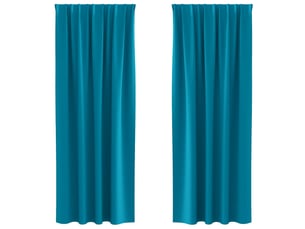 Lot de 2 rideaux occultants, rideaux black-out avec anneaux turquoise 225 x 140 cm cf44799