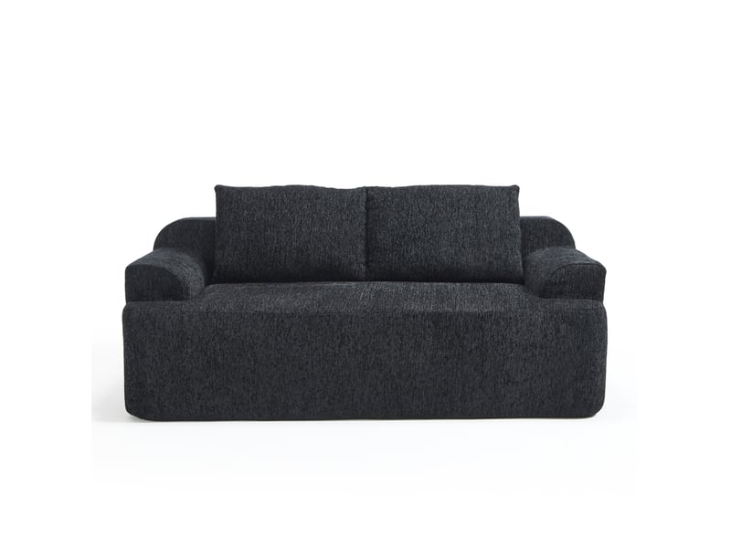  Canapé convertible modulaire 2 places noir en velours côtelé avec 2 coussins  - Conforama A