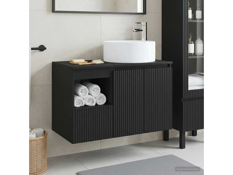Ensemble de mobilier de salle de bain 2 pc noir cf64180 - Conforama B