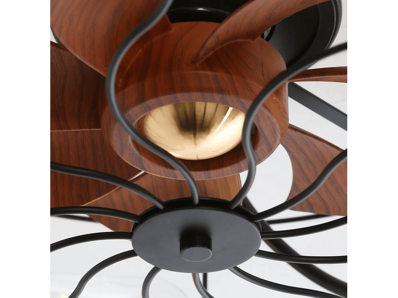  Ventilateur de plafond 20 pouces plat 7 pales 6 vitesses lumière moteur dc télécommande, ppour salon, acier noir abs  - Conforama E