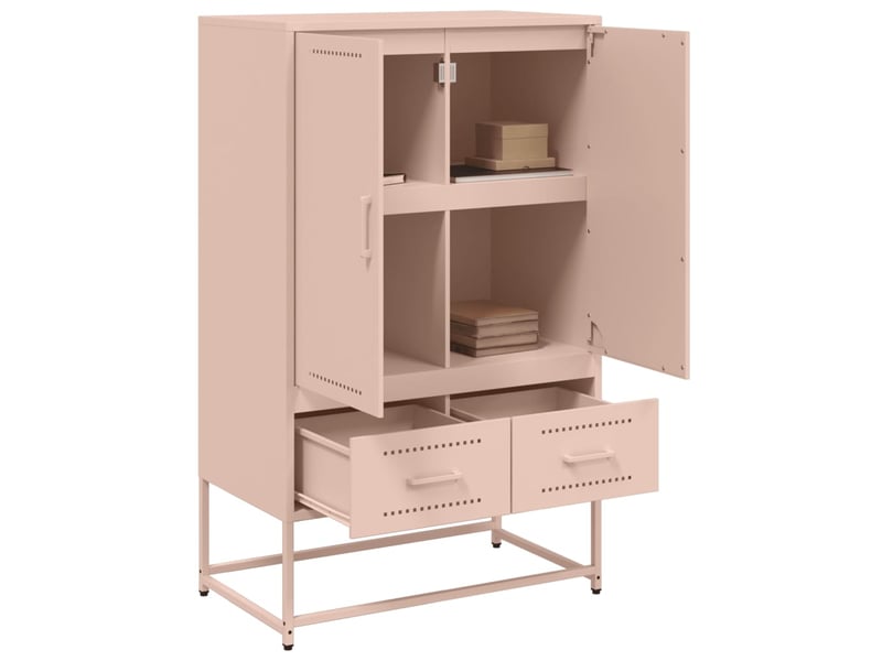  Buffet haut - bahut - meuble de rangement rose 68x39x111,5 cm acier  - Conforama D