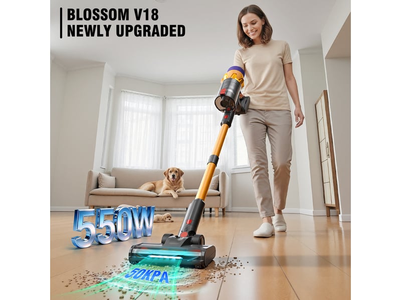  Aspirateur balai sans fil - 550w - 50kpa - 60min - capacité 1,5l - écran tactile-or  - Conforama D