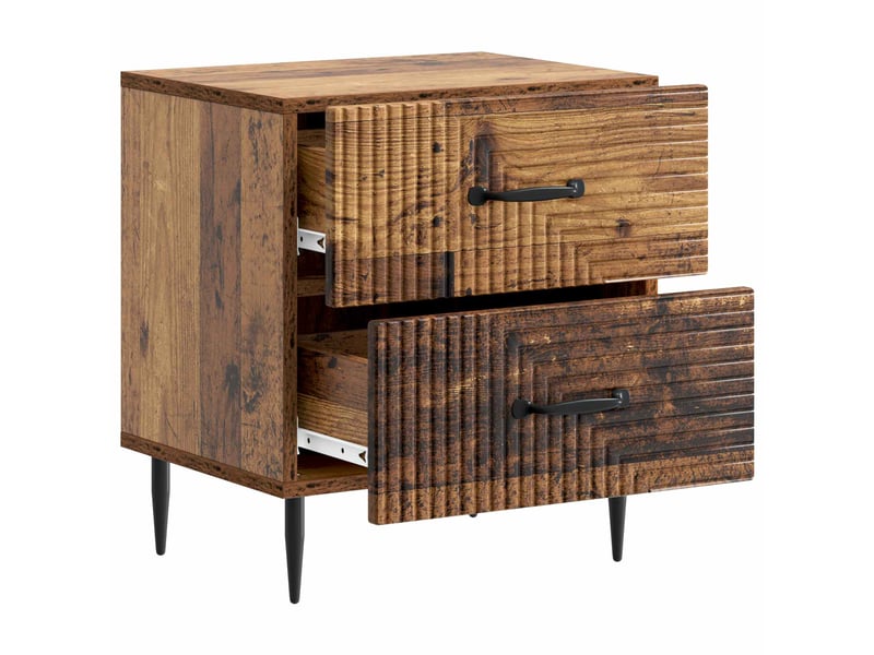  Table de chevet - cabinet de chevet - table de nuit 2 pièces bois ancien 43 x 34,5 x 47,5 cm  - Conforama E