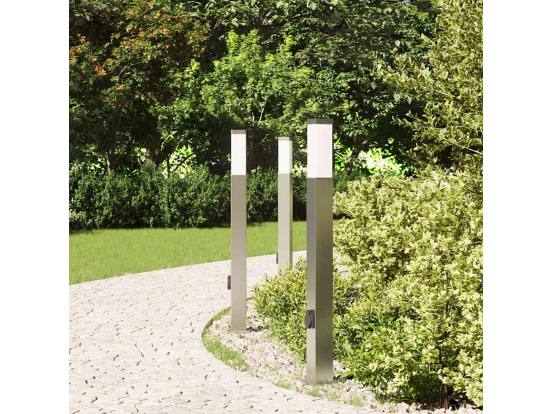  Lot de 3 borne lumineuse avec sortie 80 cm acier inoxydable ip44 shl90150  - Conforama C