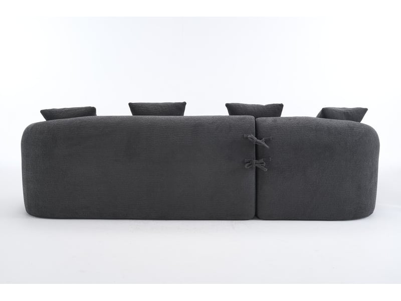  Canapé d'angle modulaire incurvé, chaiselongue gauche et 2 places, revêtement en chenille, gris foncé, pour salon et bureau  - Conforama D
