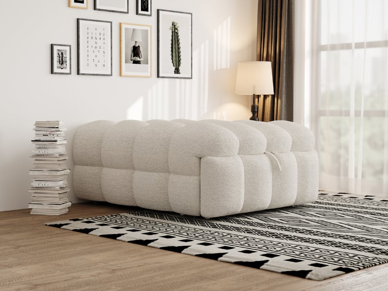  Lit gigogne 2 en 1 convertible en pouf 183 x 76 x 72 cm beige tissu teddy structure métal et mdf avec outils de montage Sol Morn - Conforama E