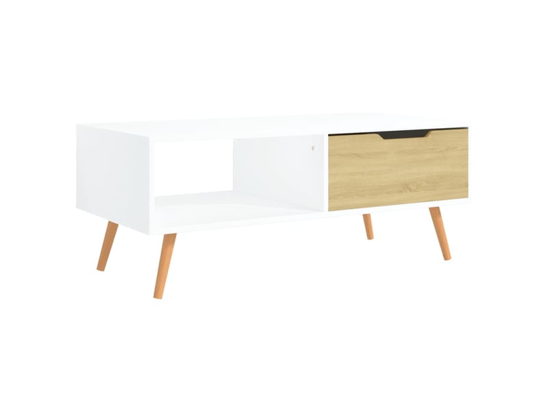  Table basse rectangulaire | table de salon blanc et chêne sonoma 100x49,5x43cm bois ingénierie  - Conforama A