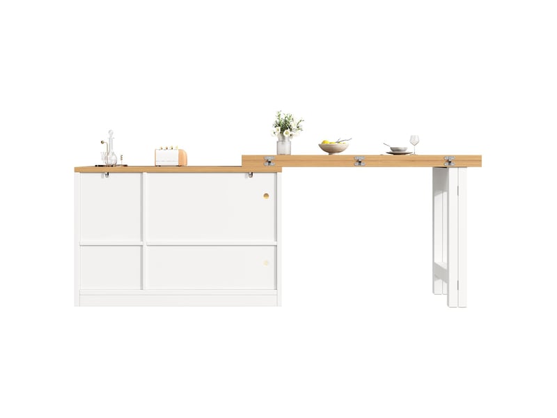  Îlot de cuisine extensible avec led en mdf blanc 120-200x40x75.5 cm - pangivo  - Conforama D