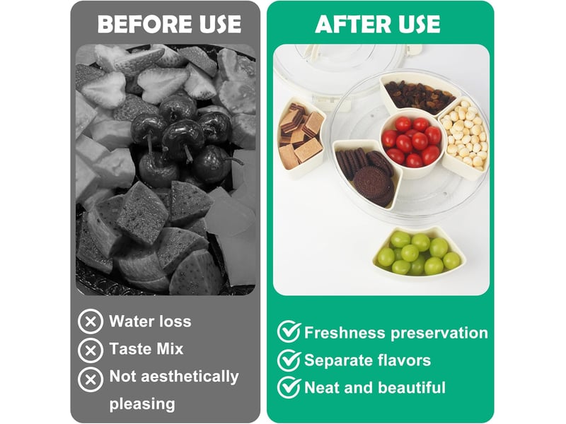  Snack box compartiment,boîte à goûter avec compartiments rotatif idéal pour les pique-niques des enfants et les réunions de famille OGS005633LL - Conforama E