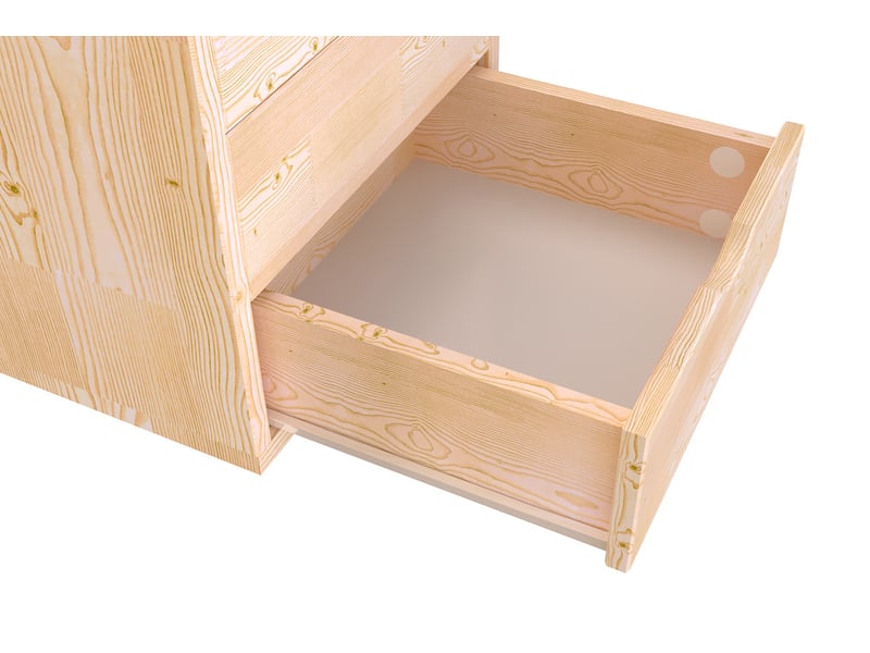  Caisson à tiroirs 5 en bois massif, vernis naturel BLOC5T-V - Conforama D