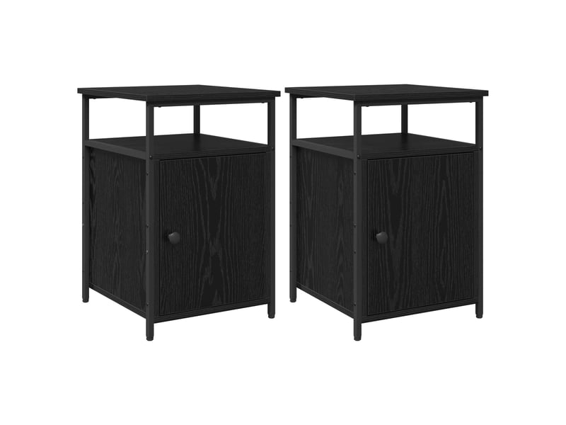  Table de chevet - cabinet de chevet - table de nuit 2 pc chêne noir bois d'ingénierie  - Conforama A