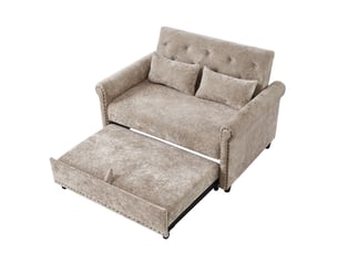 Canapé convertible 2 places en tissu chenille, 3-en-1, dossier réglable 110°145°180°, couchage 170×98 cm