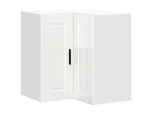 Meuble de rangement, armoire murale d'angle de cuisine porto blanc brillant