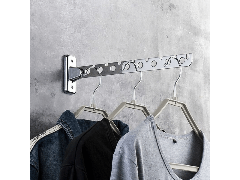 Crochets muraux cintre mural, lot de 2 cintres pliables en acier inoxydable pour séchage de vêtements, idéal pour la chambre, le salon ou le balcon, gris - Conforama C
