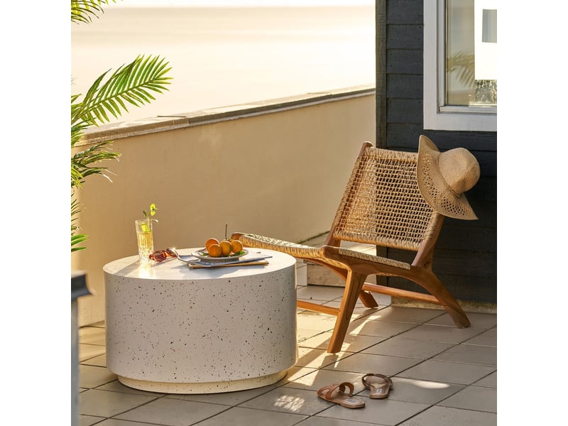  Table basse ronde en fibre d'argile blanche et aspect terrazzo - fibralys FIBRALYS - Conforama B