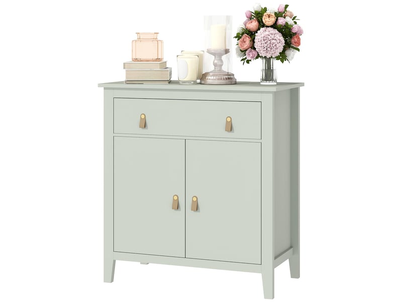  Buffet 2 portes et 1 tiroir étagère réglable vert clair 80 x 40 x 90 cm  - Conforama B