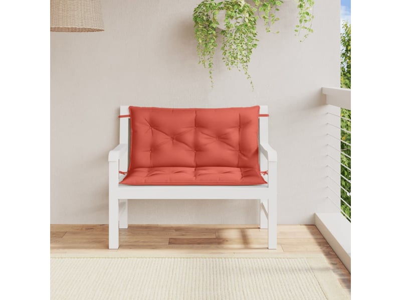  Lot de 2 coussins de banc de jardin, coussins d'assise rouge mélangé tissu cf58696  - Conforama C