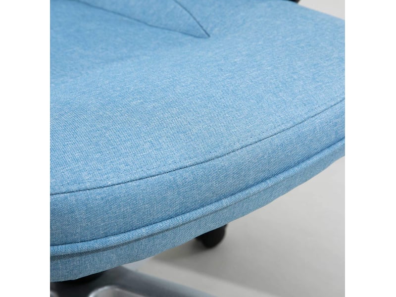  Fauteuil de bureau ergonomique bleu clair en tissu, réglable et pivotant, à dossier haut pour travailler confortablement  - Conforama E