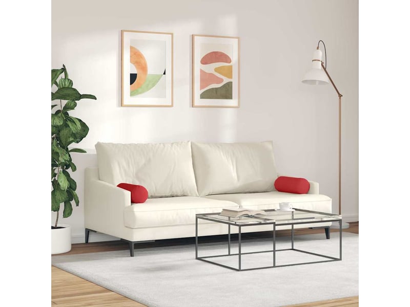 Lot de 2 coussins d'accent, coussins décoratifs, coussins lombaires tissu rouge ø 15 x 40 cm cf56706 - Conforama D