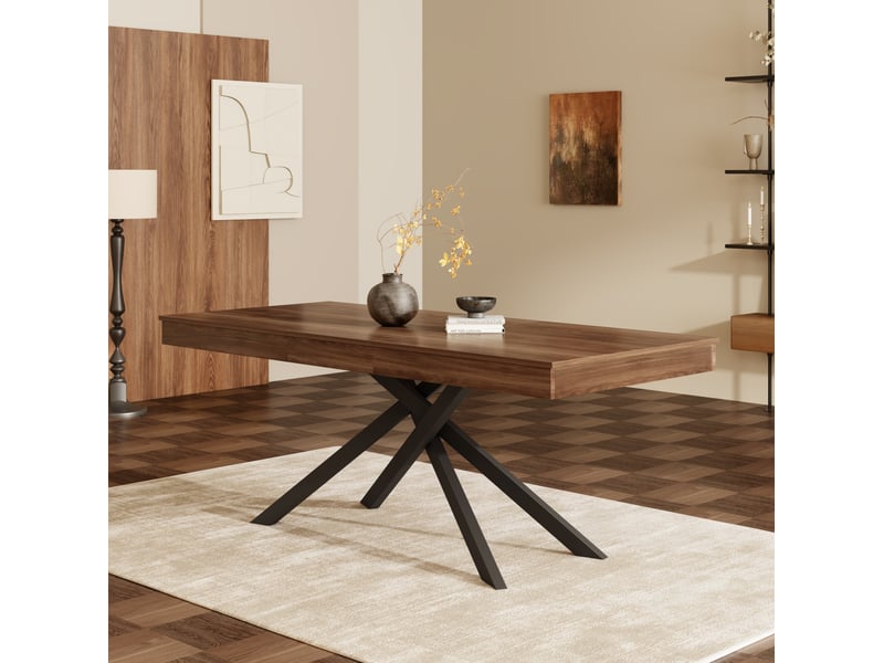  Table à manger extensible 140 à 180 cm, 6 à 8 personnes, mdf, coloris noyer  - Conforama C