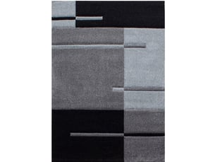 Traits - tapis géométrique - noir et gris 200 x 290 cm