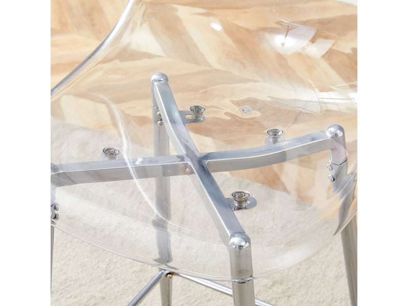  Tabourets de bar 43x50x101 cm lot de 4, transparents, chaise de bar, design moderne, cuisine, structure métal, argenté  - Conforama E