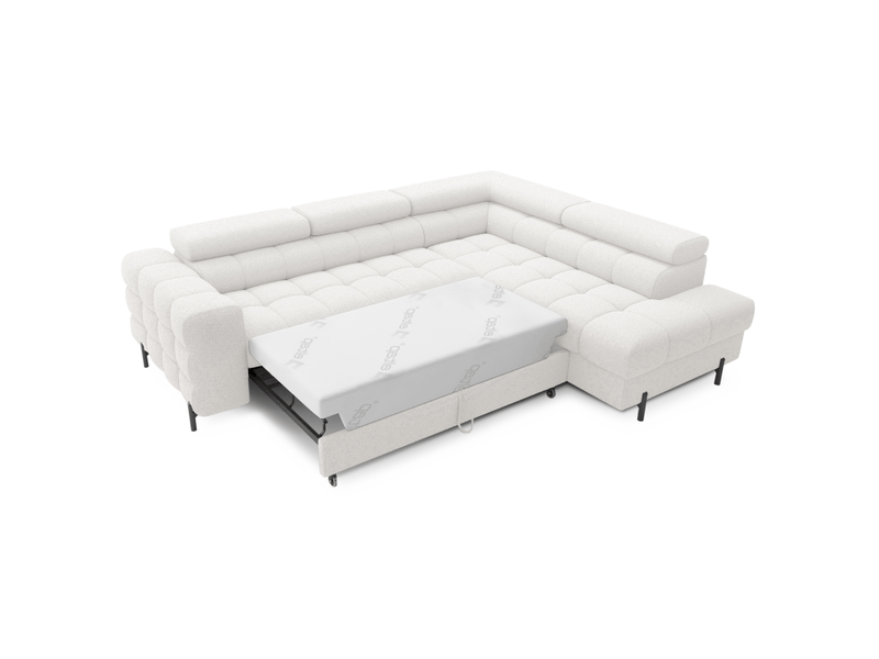 Canapé convertible blanc alpin ferrum 5 places angle droit avec couchage 276x93x200cm - Conforama B