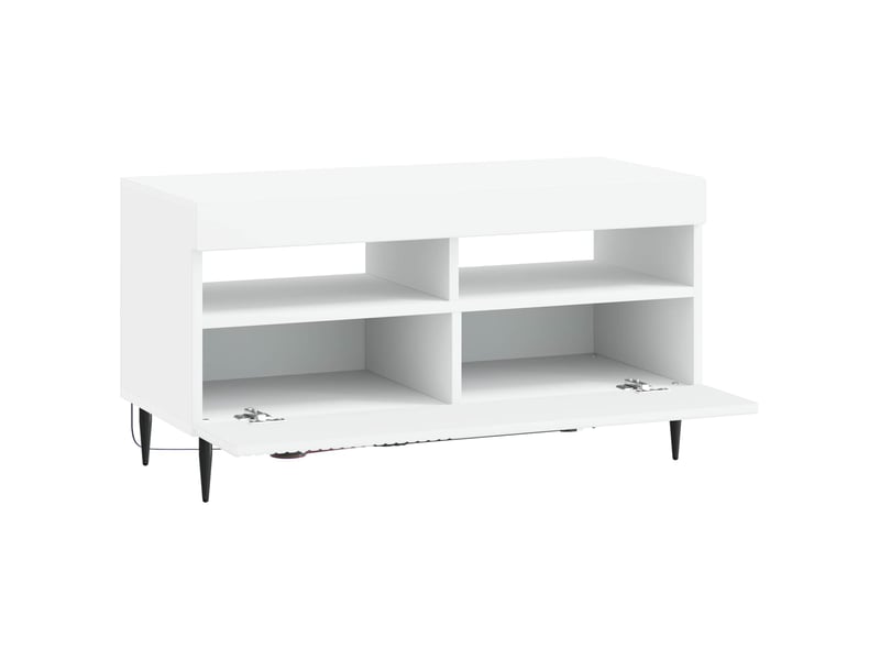 Meuble tv - banc tv - meuble de rangement led blanc bois d'ingénierie - Conforama E