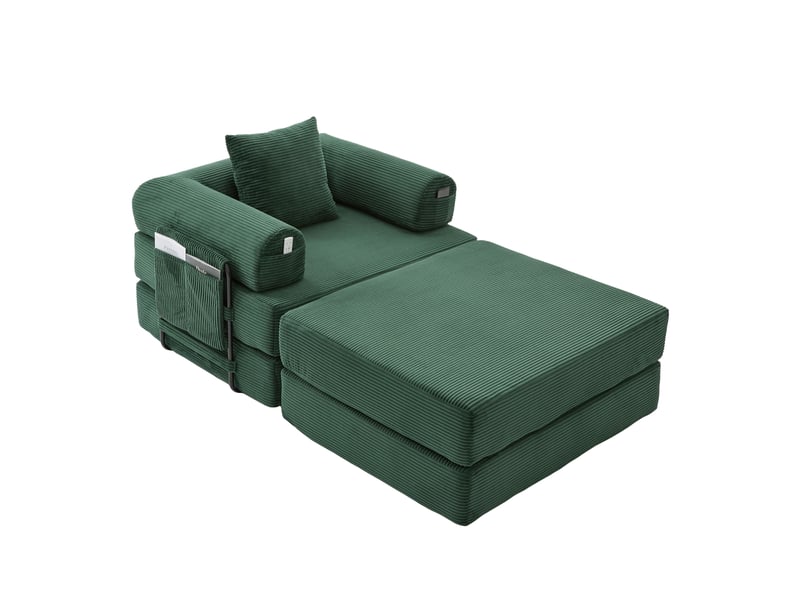 Canapé droit fixe 1 place tissu vert canapé compressible - Conforama A