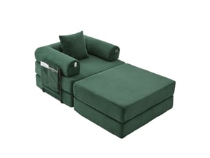 Canapé droit fixe <strong>MERAX</strong> <strong>canapé compressible</strong> 1 place Velours côtelé vert
