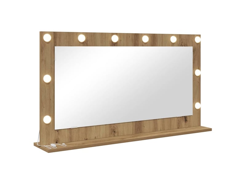  Miroir de vanité, miroir de coiffeuse chêne artisanal 100 x 55 x 18 cm rectangulaire cf62750  - Conforama A