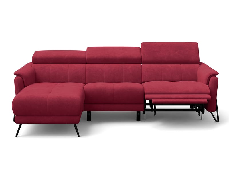  Canapé d'angle 4 places roden avec relax, tissu velours bordeaux RODEN - Conforama C