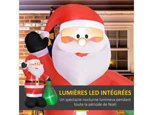 Père de noël gonflable de 180 cm avec lumières led, intérieur et extérieur, matériel fixation et souffleur