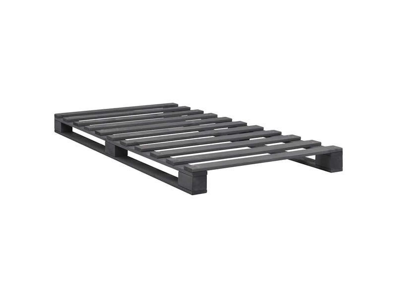  Lit simple- lit adulte -  cadre de lit de palette gris bois de pin massif 90x200 cm  - Conforama A
