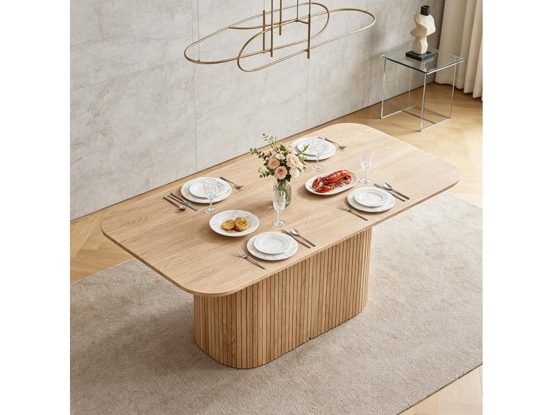  Table à manger rectangulaire 160 x 90 cm en mdf décor bois, hauteur 75,5 cm  - Conforama D