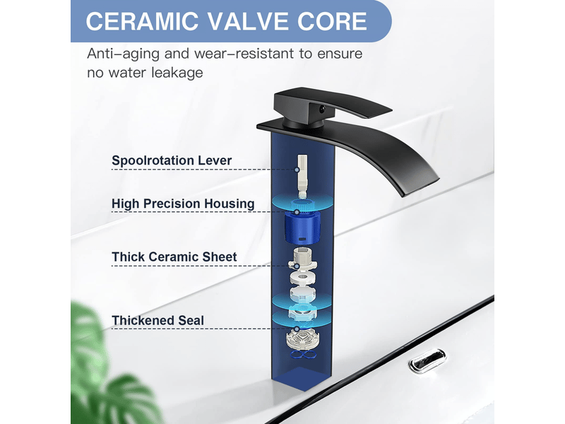  Robinet salle de bain cascade, moderne robinet lavabo noir, robinetterie carré en laiton eau chaude et froide disponible g 38  - Conforama C