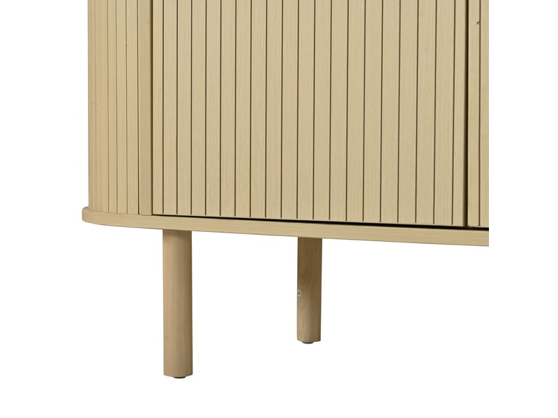 Buffet 160x40x78,5 cm 3 portes ondulées panneau de particules naturel - Conforama D