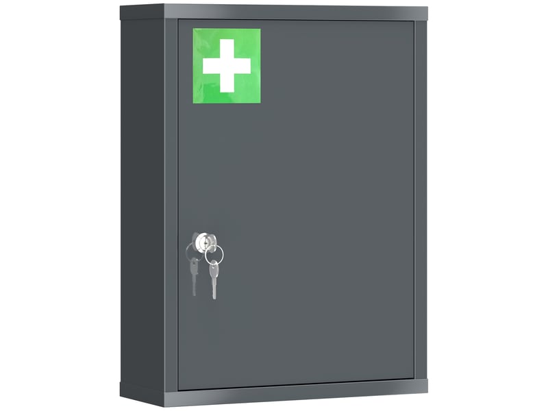  Armoire à pharmacie murale avec serrure, armoire murale en acier à 3 niveaux, 40 x 15 x 53,5 cm, gris anthracite  - Conforama B