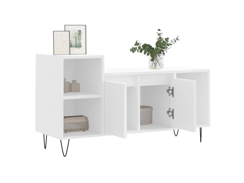  Meuble tv - banc tv - meuble de rangement blanc 100x35x55 cm bois d'ingénierie  - Conforama D